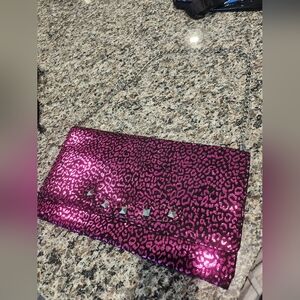 Betsey Johnson Metalic Leopard Print Clutch/Purse.